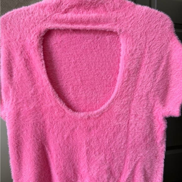Anthropologie Vibrant Pink Mock Neck Fuzzy Sweater - Picture 7 of 11